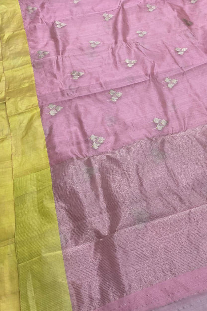 Stunning Pink Chanderi Handloom Silk Saree - Luxurion World