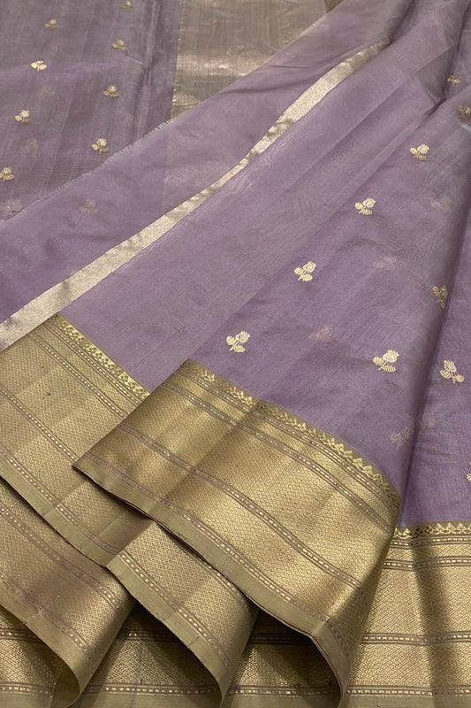 Exquisite Purple Chanderi Handloom Silk Saree