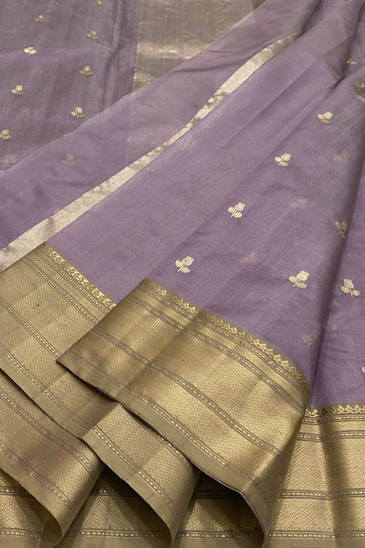 Exquisite Purple Chanderi Handloom Silk Saree - Luxurion World
