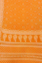 Orange Pure Georgette Chikankari Hand Embroidered With Bandhani Work Saree