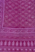 Purple Pure Georgette Chikankari Hand Embroidered With Bandhani Work Saree