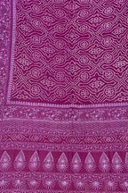 Purple Pure Georgette Chikankari Hand Embroidered With Bandhani Work Saree