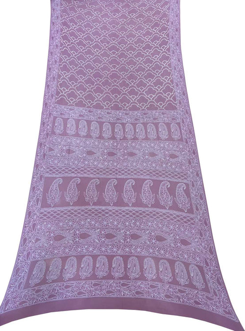 Pink Pure Georgette Chikankari Hand Embroidered With Bandhani Work Saree