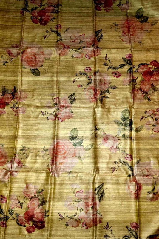 Stunning Pastel Tussar Ghicha Silk Saree with Digital Print - Luxurion World