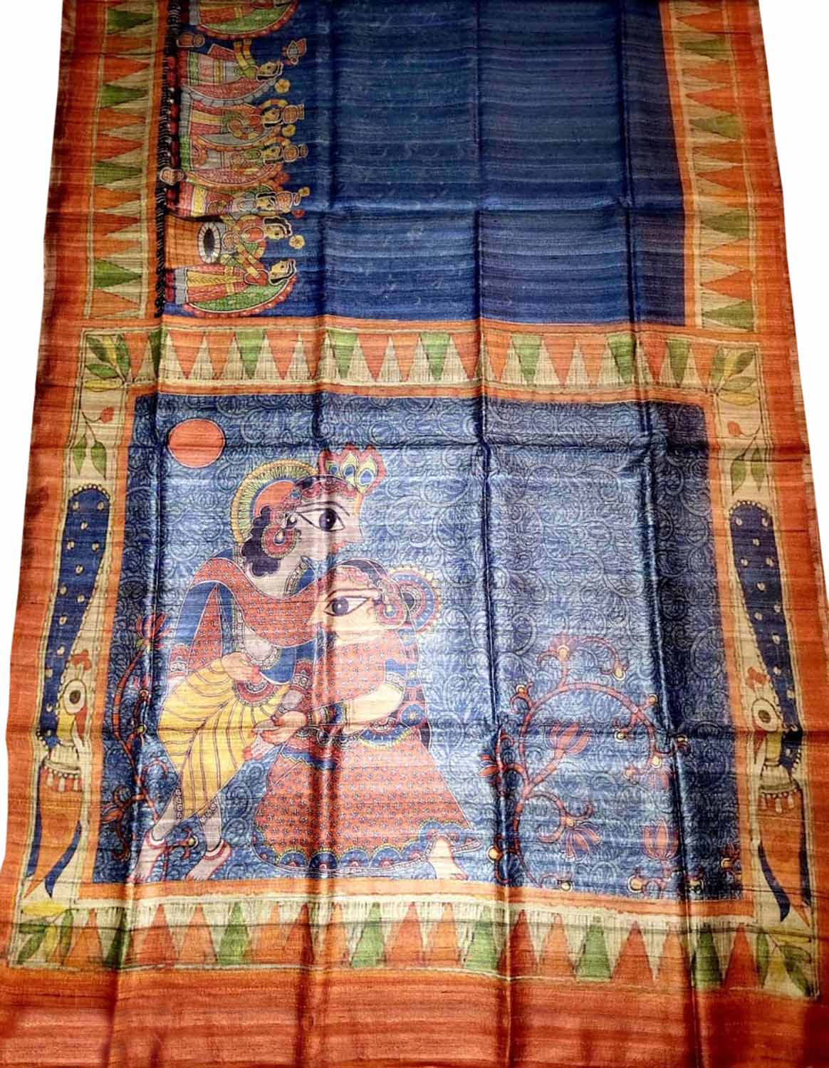 Stunning Blue Tussar Ghicha Silk Saree with Digital Print - Luxurion World