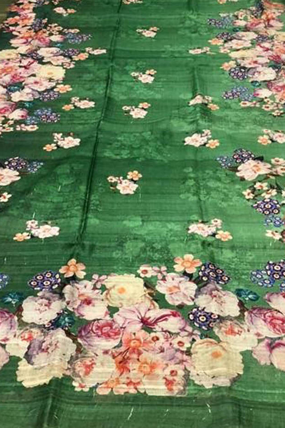 Stunning Green Tussar Ghicha Silk Saree with Digital Print - Luxurion World