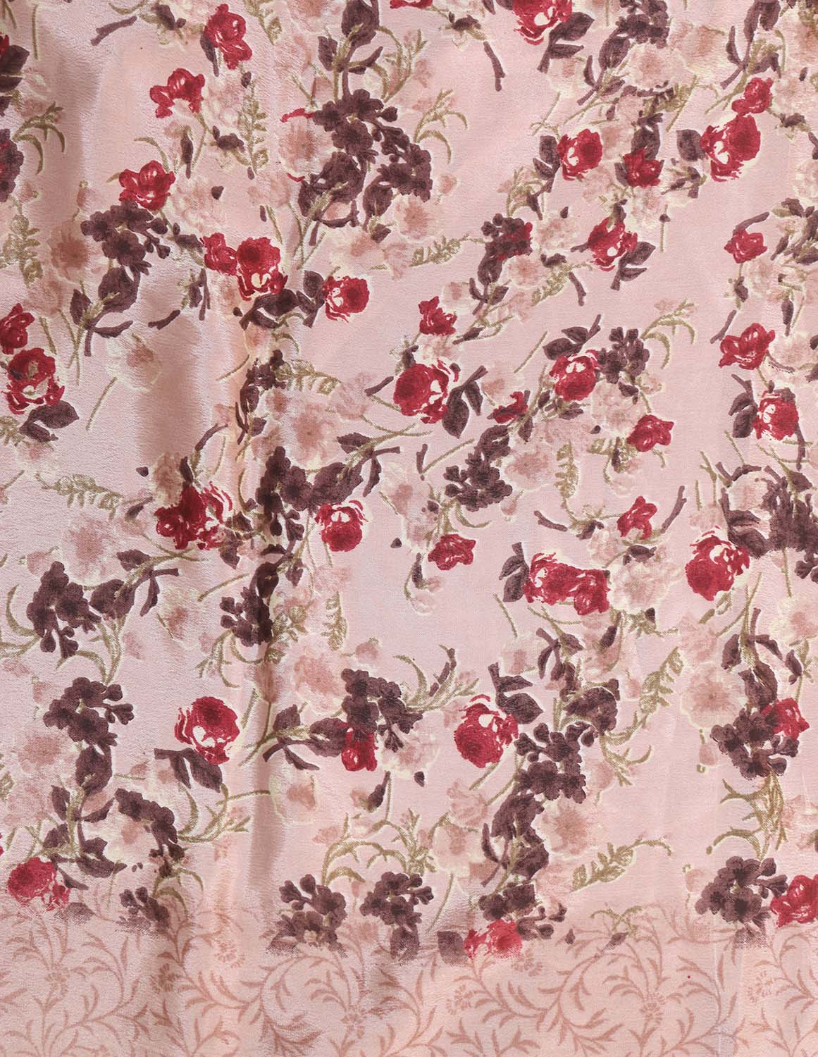Pink Digital Printed Crepe Floral Design Saree - Luxurion World