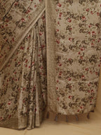 Pastel Digital Printed Crepe Floral Design Saree - Luxurion World