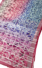 Vibrant Floral Print Linen Saree - Multicolor Design - Luxurion World