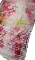 Vibrant Floral Linen Saree with Digital Print - Luxurion World