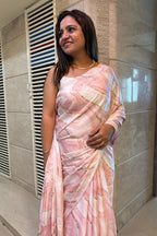 Pretty in Pink: Digital Printed Crepe Saree - Luxurion World