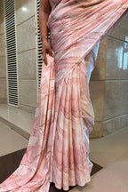 Pretty in Pink: Digital Printed Crepe Saree - Luxurion World