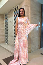 Pretty in Pink: Digital Printed Crepe Saree - Luxurion World