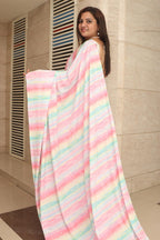 Multicolor Digital Printed Crepe Saree - Luxurion World