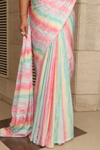 Multicolor Digital Printed Crepe Saree - Luxurion World