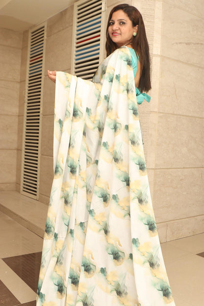 Pastel Digital Printed Crepe Saree - Luxurion World