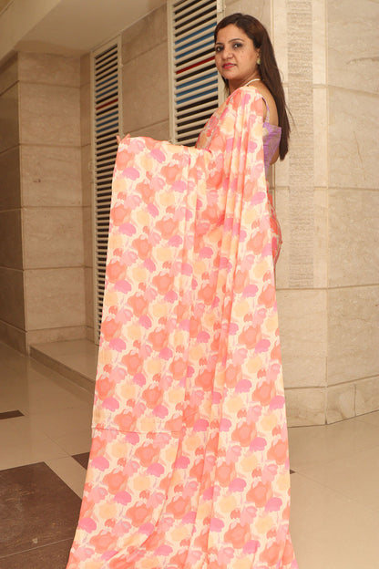 Multicolor Digital Printed Crepe Saree - Luxurion World