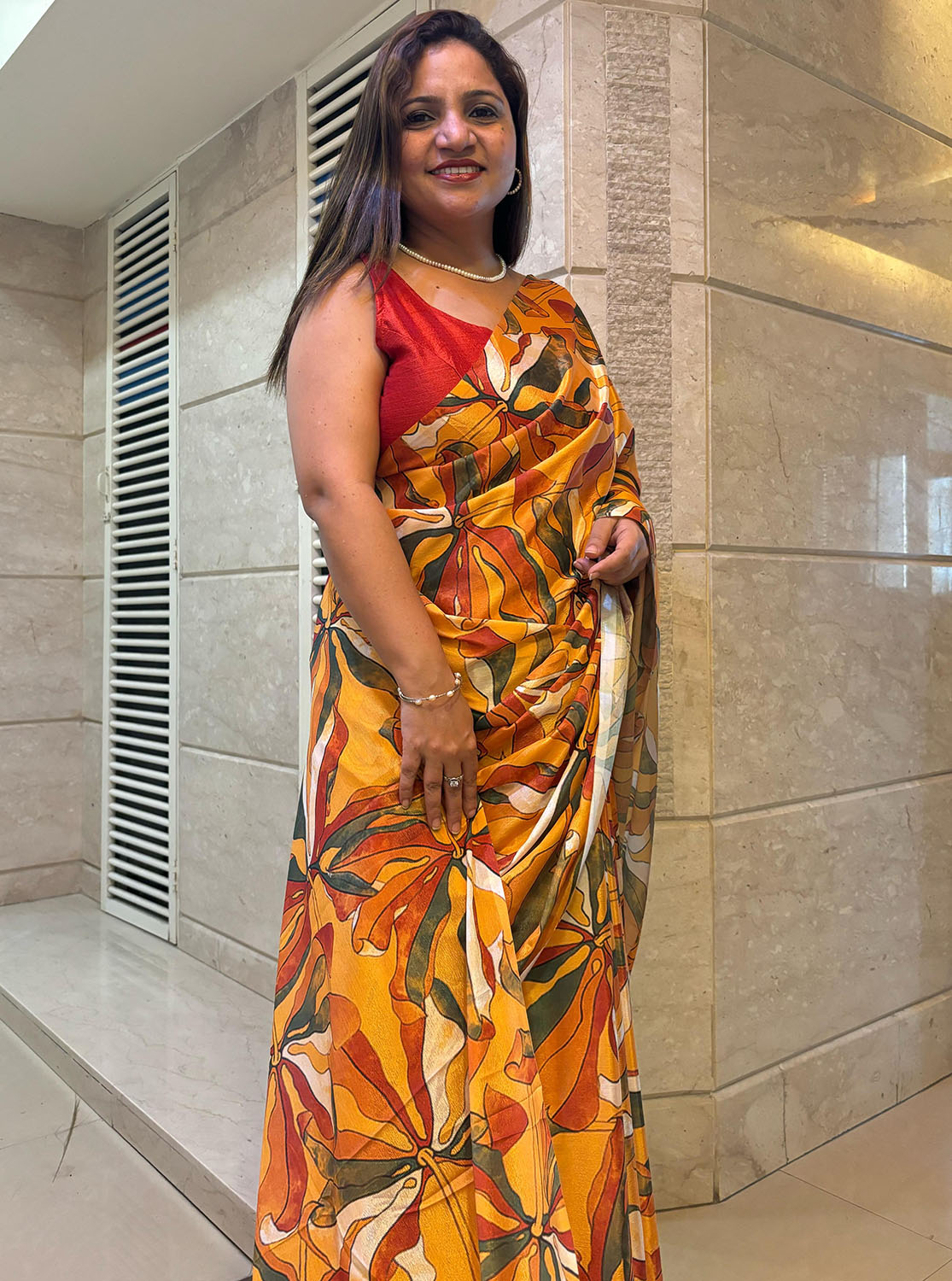 Multicolor Digital Printed Chinon Saree - Luxurion World