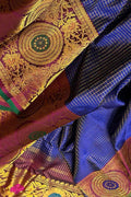 Blue Gadwal Handloom Pure Silk Saree - Luxurion World