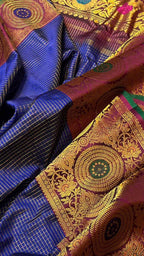 Blue Gadwal Handloom Pure Silk Saree - Luxurion World