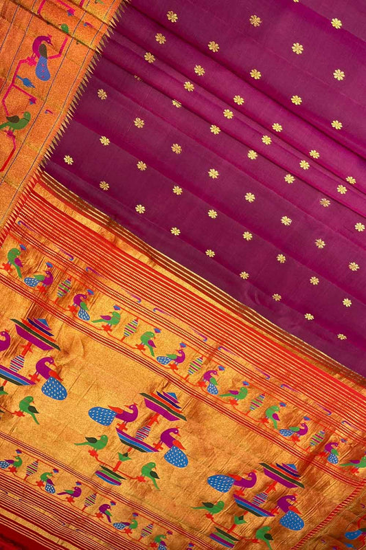 Opulent Purple Gadwal Pure Silk Saree - Handloom Beauty