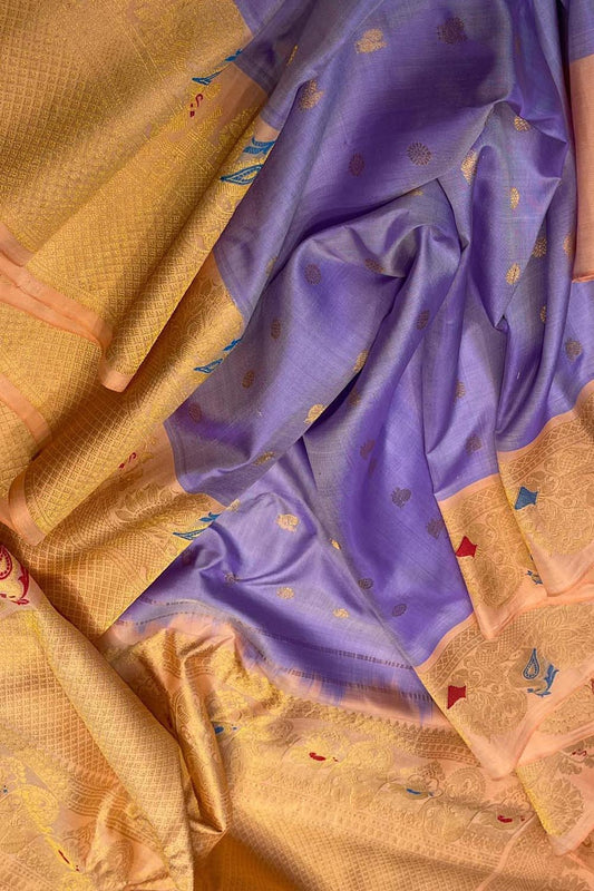 Exquisite Purple Handloom Gadwal Silk Saree