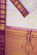 Off White Gadwal Handloom Pure Silk Saree - Luxurion World