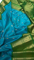 Blue Gadwal Handloom Pure Silk Saree - Luxurion World