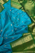Blue Gadwal Handloom Pure Silk Saree - Luxurion World