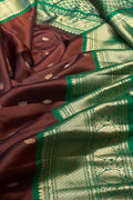 Maroon Gadwal Handloom Pure Silk Saree - Luxurion World