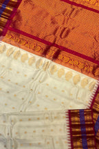 Off White Gadwal Handloom Pure Silk Saree - Luxurion World