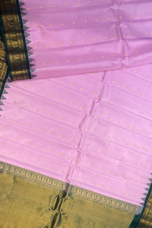 Exquisite Pink Gadwal Handloom Silk Saree - Pure Elegance - Luxurion World