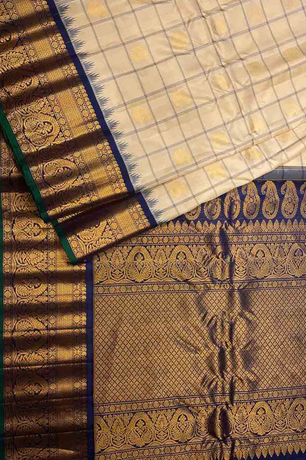 Exquisite Pastel Gadwal Silk Saree - Handloom Beauty - Luxurion World