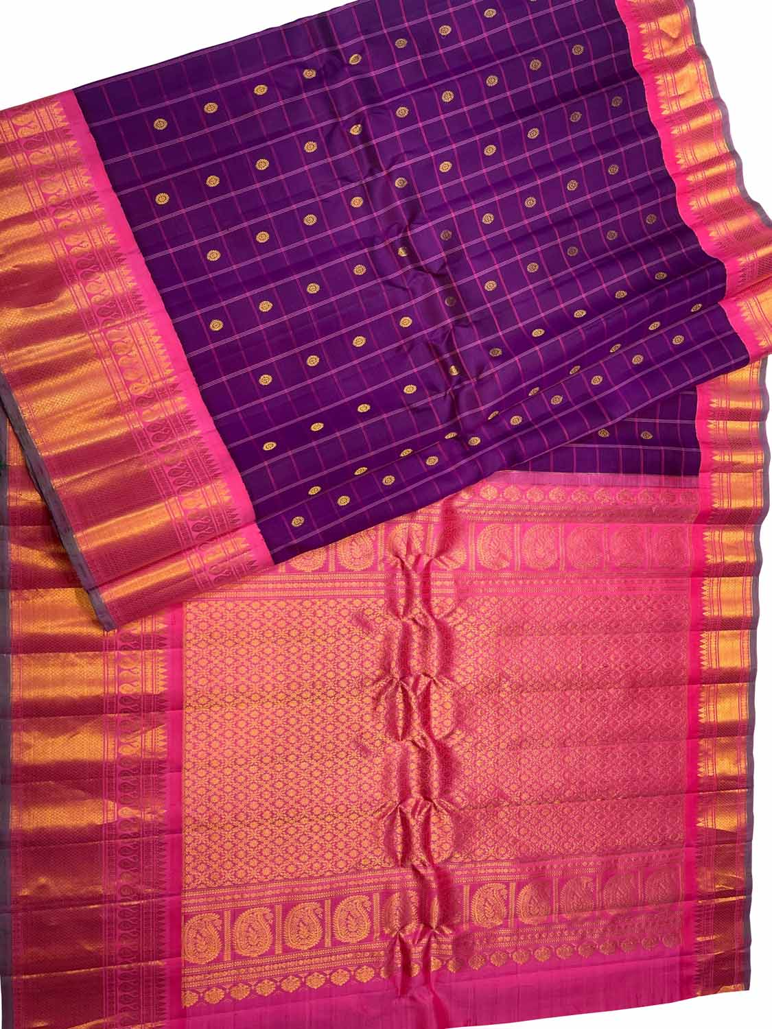 Exquisite Purple Gadwal Handloom Silk Saree - Luxurion World