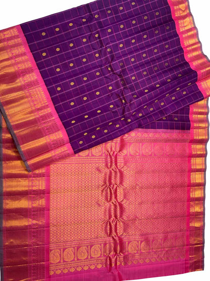 Exquisite Purple Gadwal Handloom Silk Saree - Luxurion World