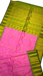 Stunning Pink Gadwal Handloom Silk Saree - Pure Elegance - Luxurion World