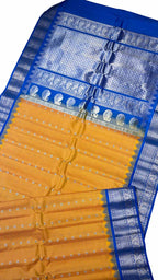 Yellow Gadwal Handloom Silk Saree - Pure Elegance - Luxurion World