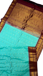 Exquisite Blue Gadwal Silk Saree - Handloom Beauty - Luxurion World
