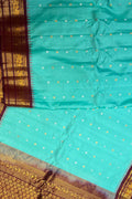Exquisite Blue Gadwal Silk Saree - Handloom Beauty - Luxurion World
