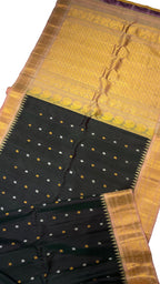 Exquisite Black Gadwal Handloom Silk Saree - Luxurion World