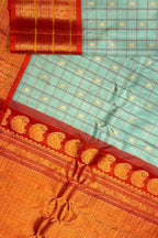 Exquisite Blue Gadwal Handloom Silk Saree - Luxurion World