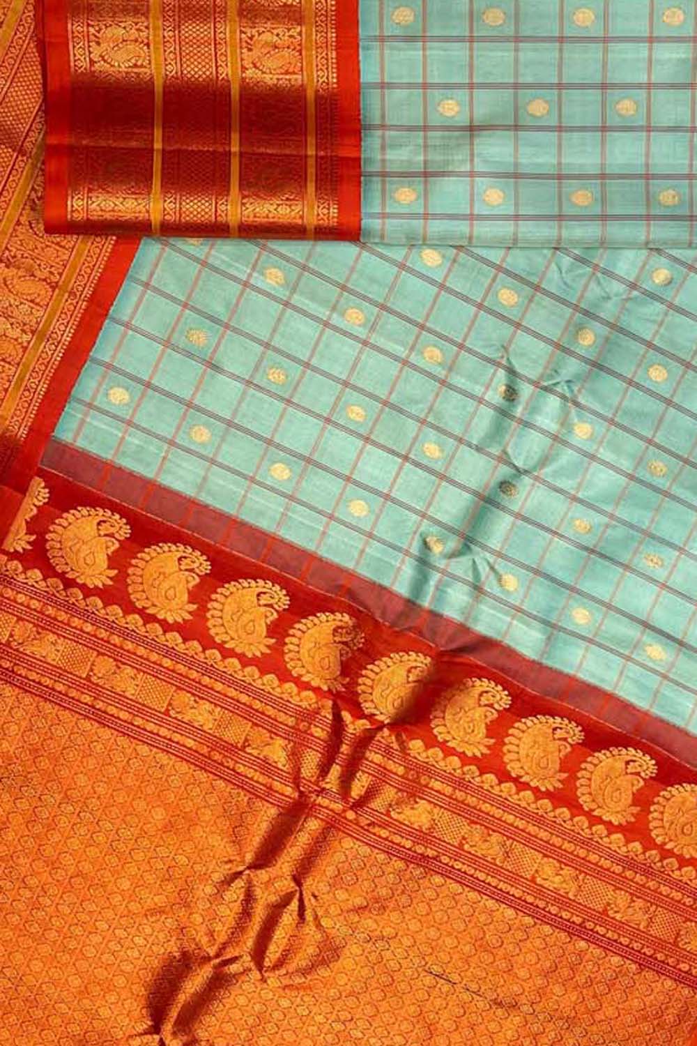 Exquisite Blue Gadwal Handloom Silk Saree - Luxurion World