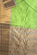 Ethically Made Green Silk Saree - Handloom Gadwal Collection - Luxurion World
