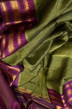 Green Gadwal Handloom Pure Cotton Saree - Elegant and Eco-Friendly - Luxurion World