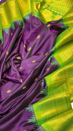 Royal Purple Pure Silk Saree - Handloom Gadwal Collection - Luxurion World