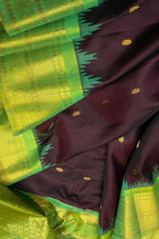 Brown Gadwal Pure Silk Saree: Elegant Handloom Design - Luxurion World
