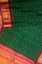 Ethically made Green Silk Saree - Handloom Gadwal Collection - Luxurion World