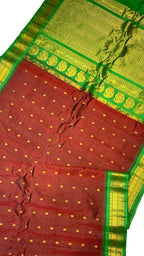 Exquisite Maroon Gadwal Silk Saree - Handloom Beauty - Luxurion World