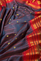Exquisite Blue Gadwal Handloom Silk Saree - Luxurion World