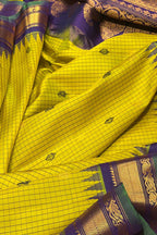 Yellow Gadwal Silk Saree: Handloom Elegance - Luxurion World
